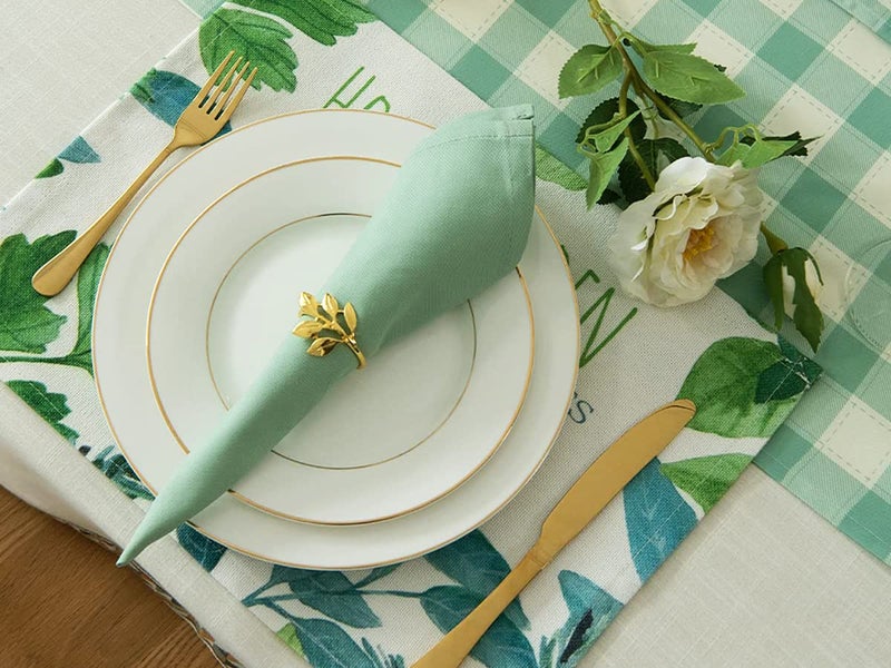 KOFFOTA Green Cloth Napkins Set of 6,Cotton Napkins 18 x18 inch,Fall Green Napkins for Dinner,Thanksgiving Decorations for Table, Washable,Soft,Thcik (sage) - Image 2